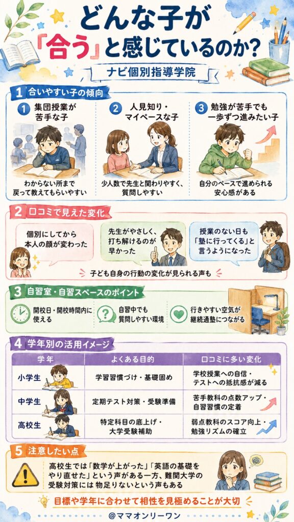 ナビ個別指導学院 どんな子が「合う」と感じているのか?