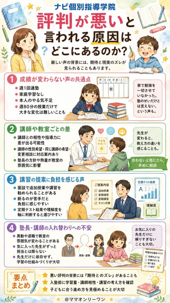 ナビ個別指導学院 評判が悪いと言われる原因はどこにあるのか?