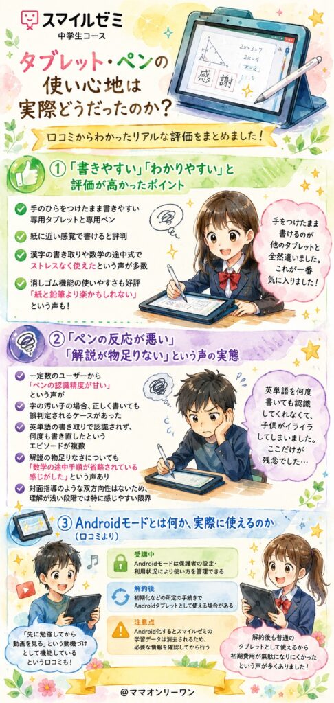 スマイルゼミ中学生 タブレット・ペンの使い心地は実際どうだったのか？