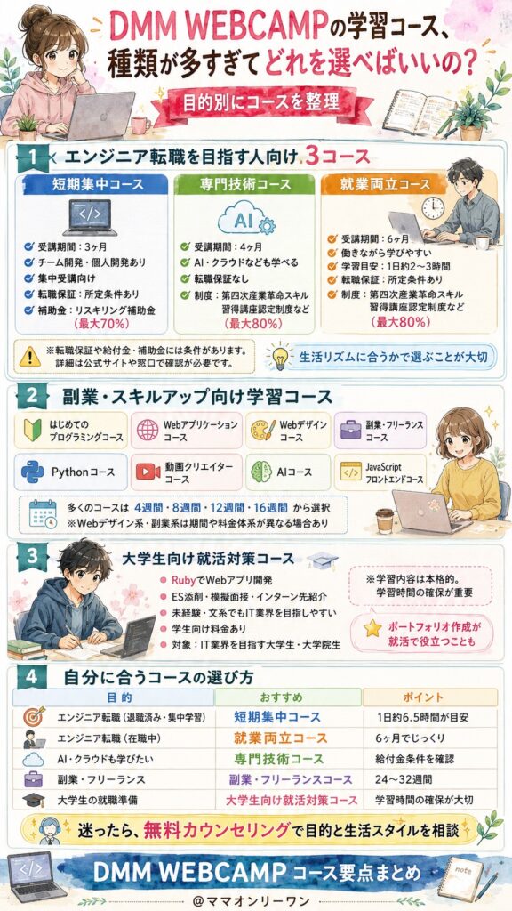 SHIFT TERAS CAMPUS(旧DMM WEBCAMP)の学習コース、種類が多すぎてどれを選べばいいの?