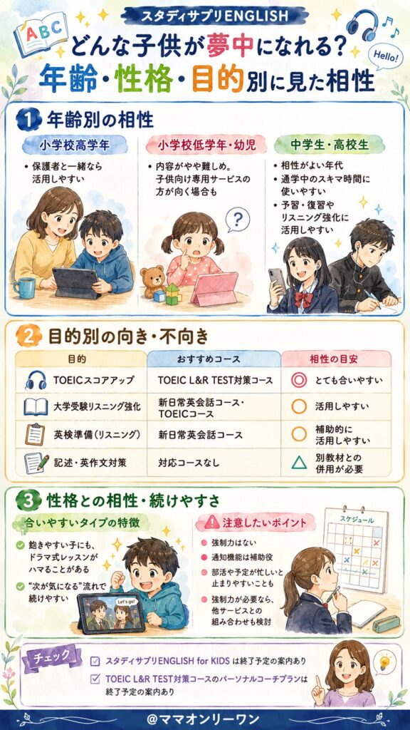 スタディサプリENGLISH どんな子供が夢中になれる?年齢・性格・目的別に見た相性