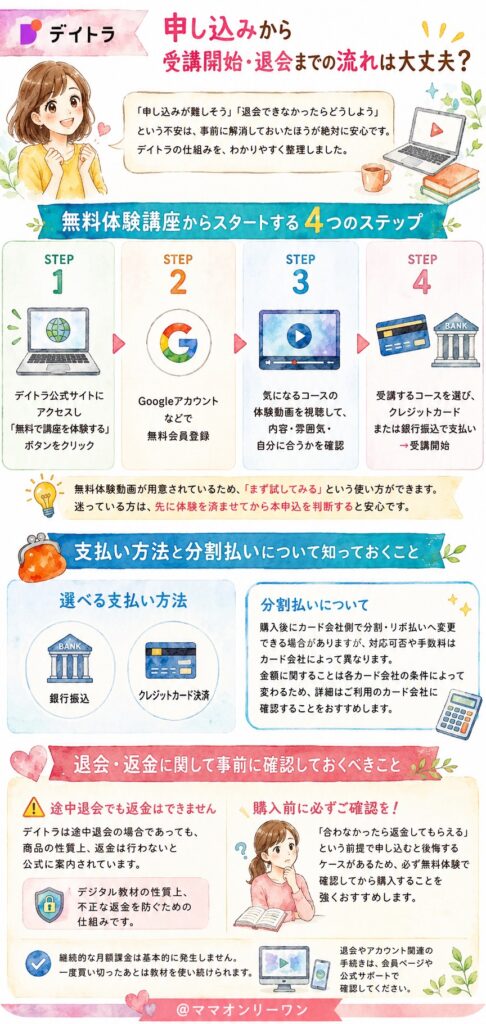 デイトラ 申し込みから受講開始・退会までの流れは大丈夫？