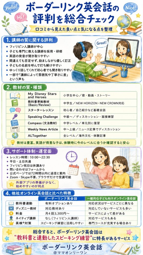 ボーダーリンク英会話の評判、総合的にどう見る?