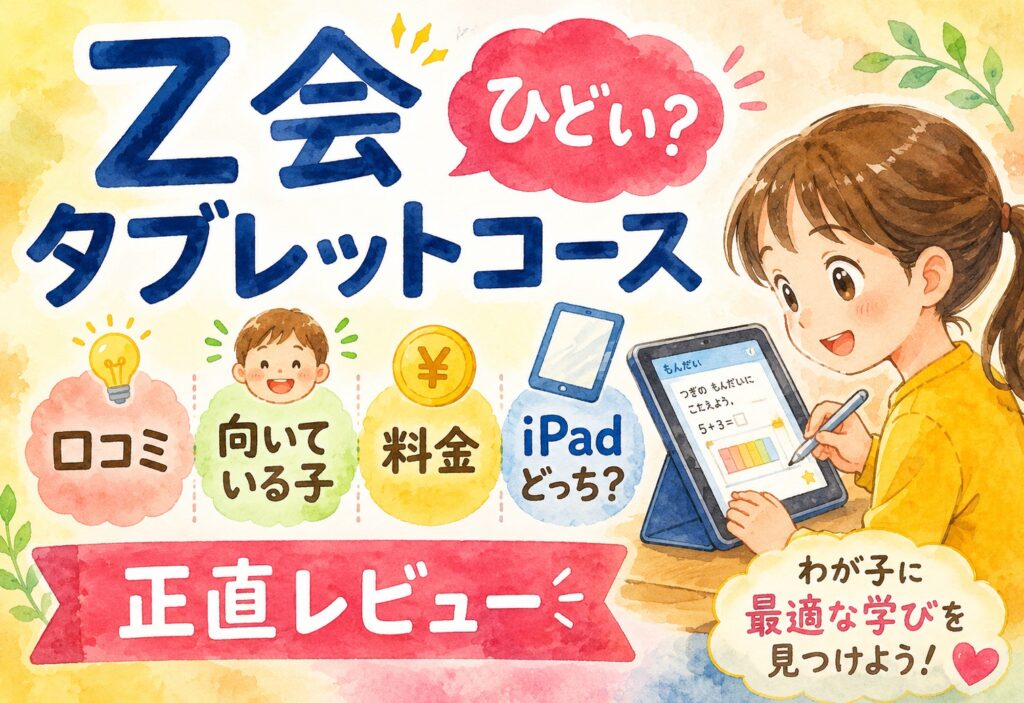 Z会タブレットコース口コミ｜ひどい？向いている子・料金・iPadどっちか正直レビュー