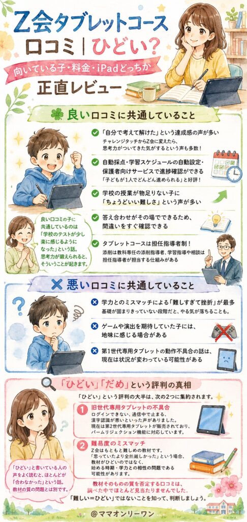 Z会タブレットコースの口コミ・評判、結論はどうなの?
