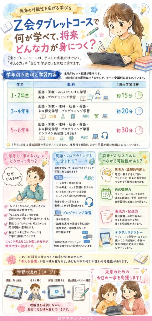 Z会タブレットコースで何が学べて、将来どんな力が身につく?