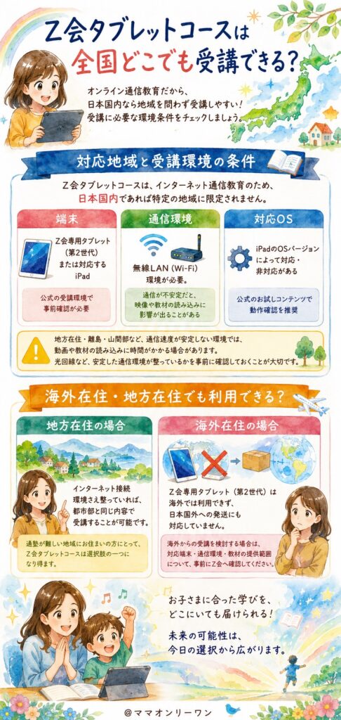Z会タブレットコースは全国どこでも受講できる?