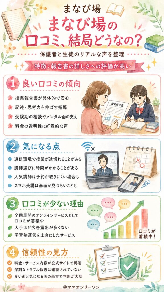 まなび場の口コミ、結局どうなの？保護者と生徒のリアルな声をまとめました