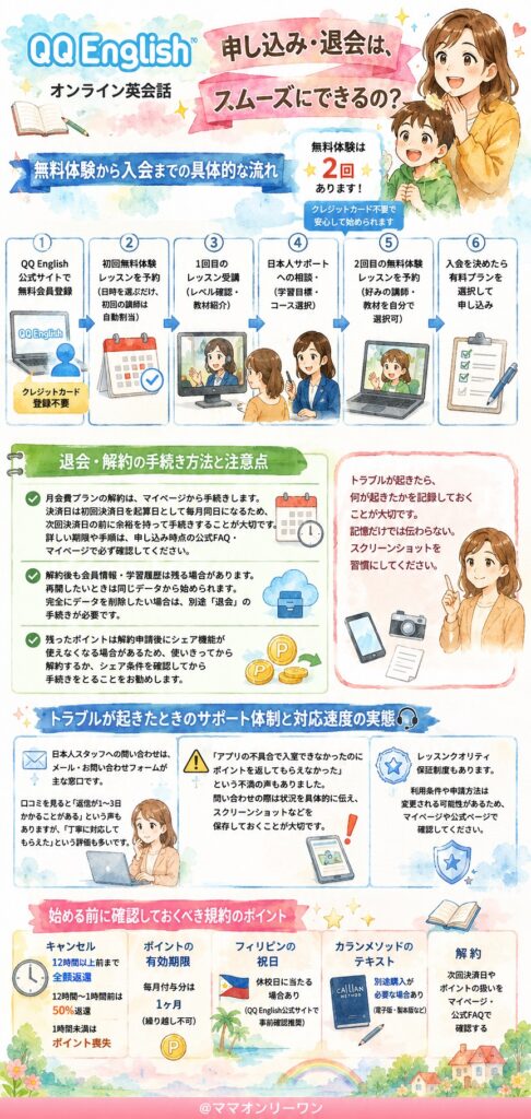 QQ English 申し込み・退会は、スムーズにできるの？