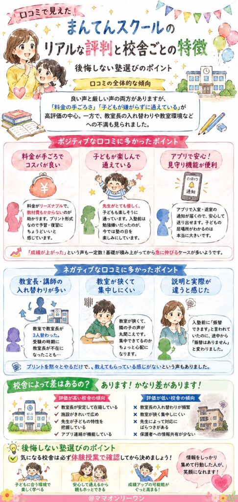 まんてんスクール　口コミ・評判の全体的な傾向はどうなの？