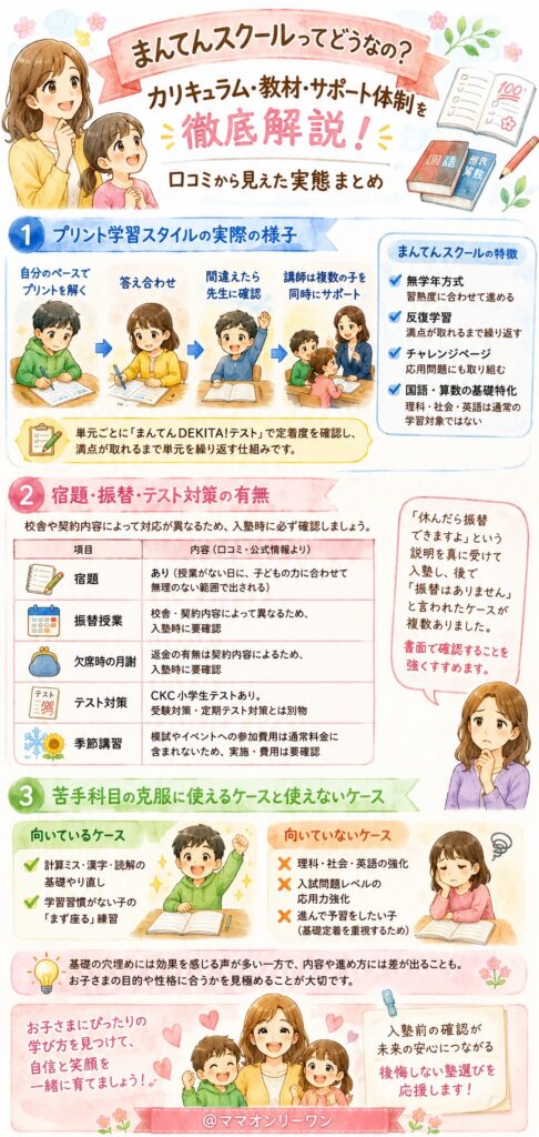 まんてんスクール　カリキュラム・教材の中身はどうなの？
