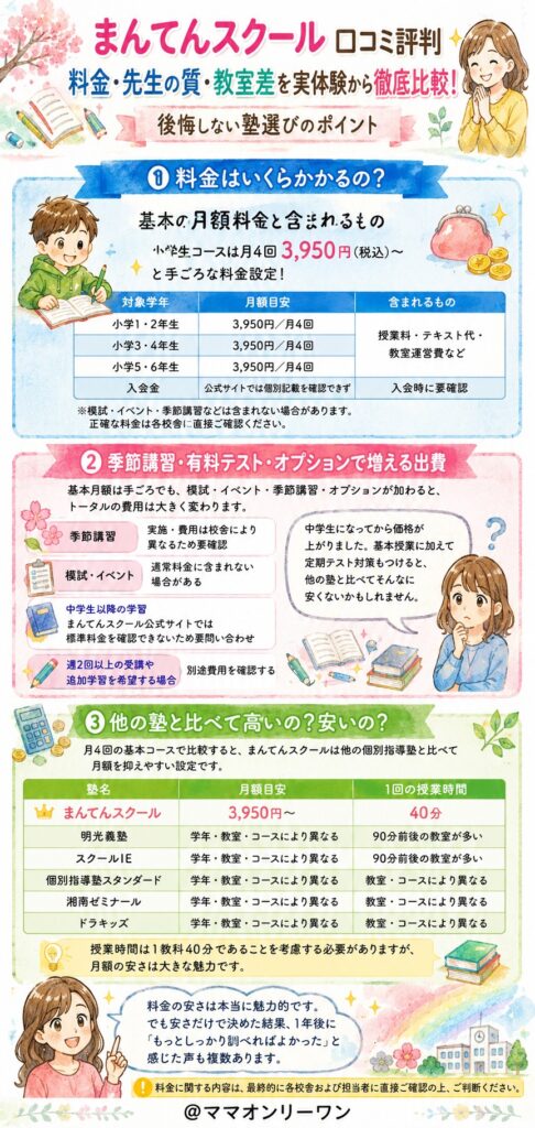 まんてんスクール　料金はいくらかかるの？