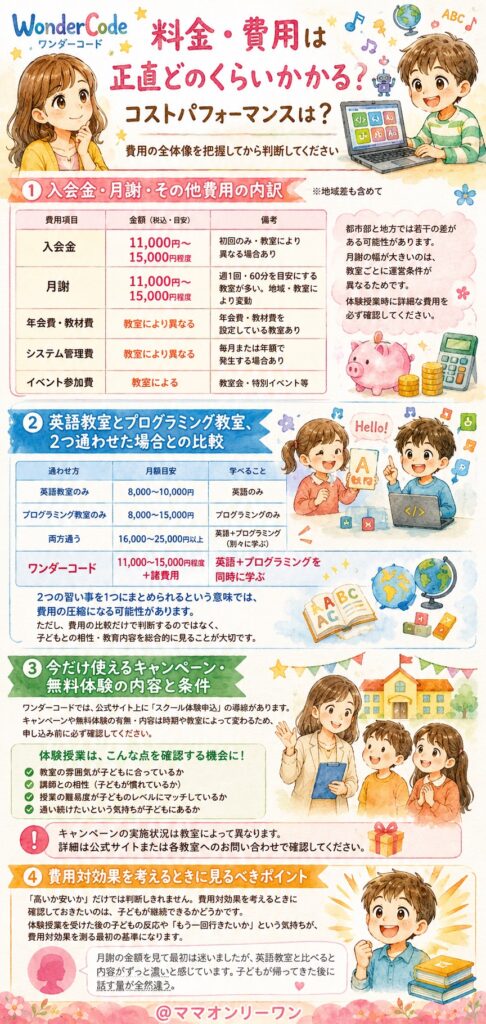 WonderCode(ワンダーコード) 料金・費用は正直どのくらいかかる？コストパフォーマンスは？