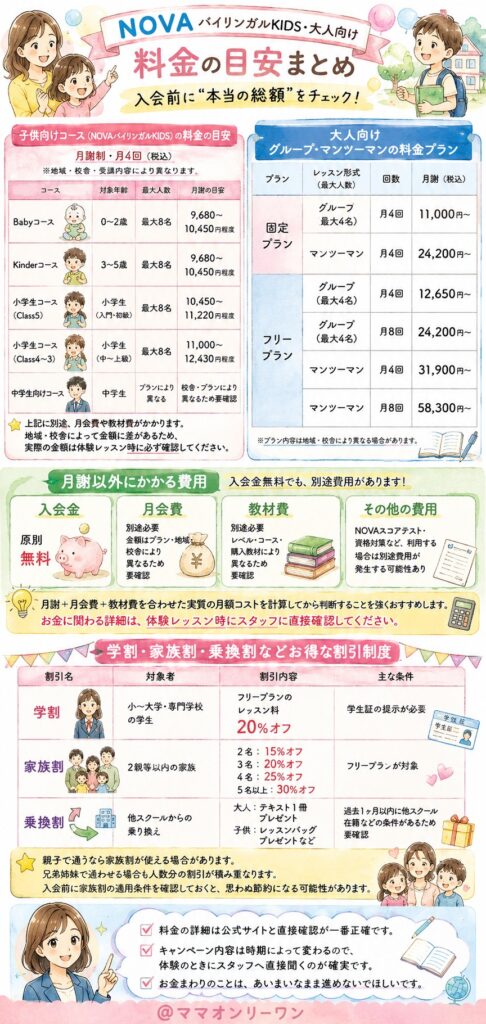 NOVAの料金は実際どのくらいかかる？