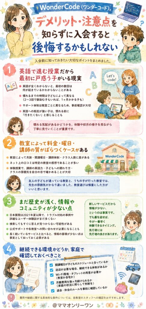 WonderCode(ワンダーコード) デメリット・注意点を知らずに入会すると後悔するかもしれない