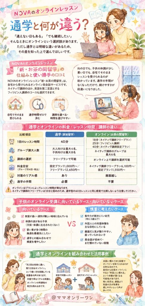 NOVAのオンラインレッスンは通学と何が違う？