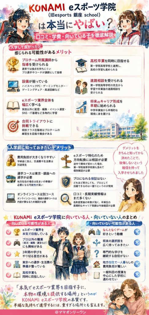 KONAMI eスポーツ学院(旧esports 銀座 school) メリット・デメリットはしっかり知りたい！