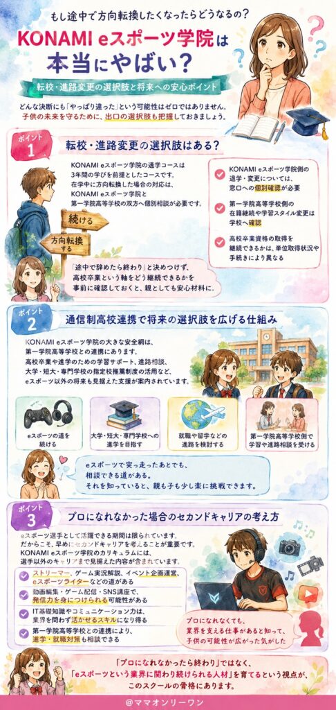 KONAMI eスポーツ学院(旧esports 銀座 school) もし途中で方向転換したくなったらどうなるの？