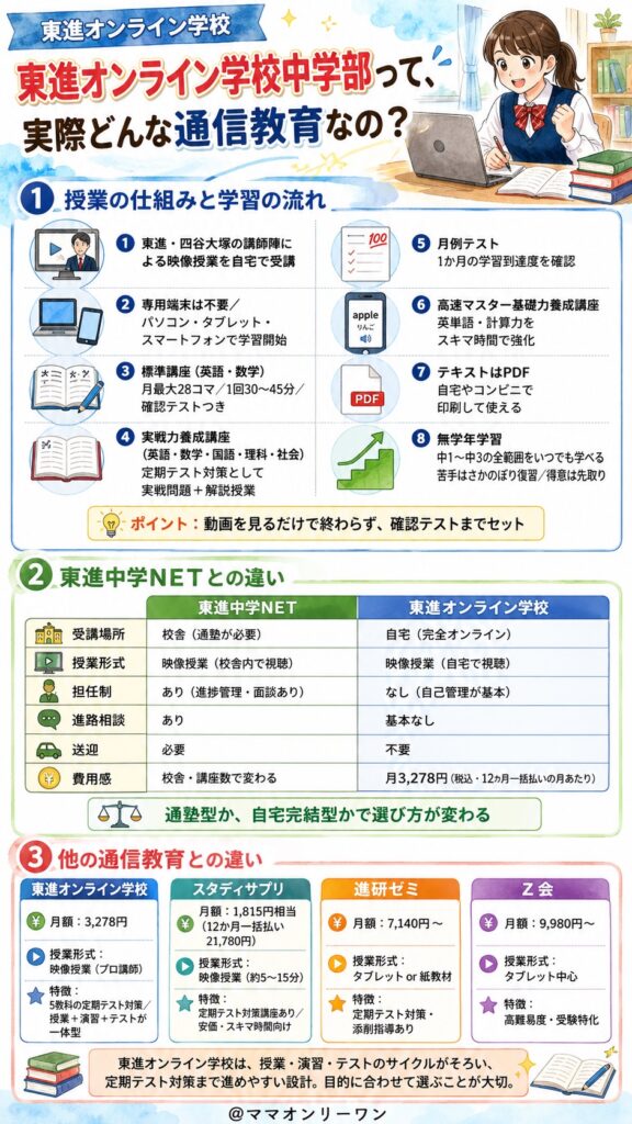 東進オンライン学校中学部って、実際どんな通信教育なの?