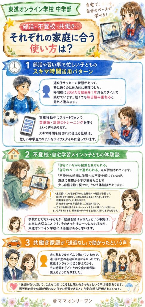 部活・不登校・共働き…それぞれの家庭に合う使い方は?