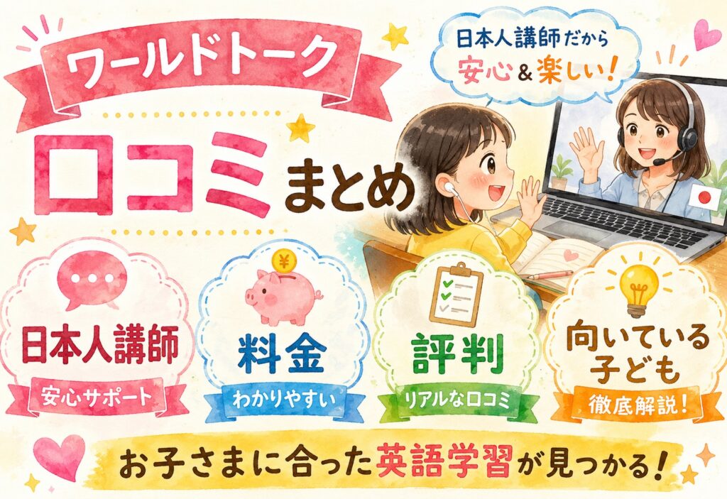 ワールドトークの口コミまとめ｜日本人講師の評判・料金・向いている子どもを徹底解説