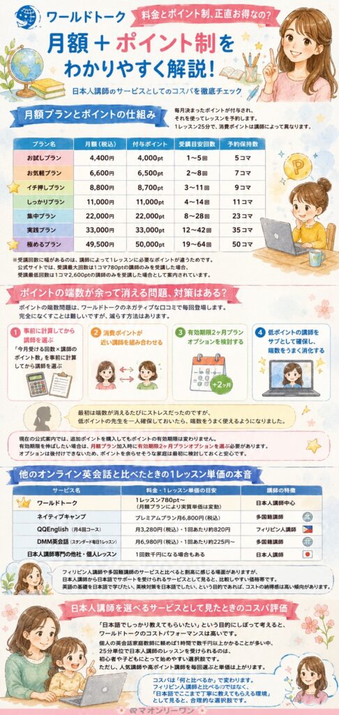 ワールドトーク 料金とポイント制、正直お得なの?
