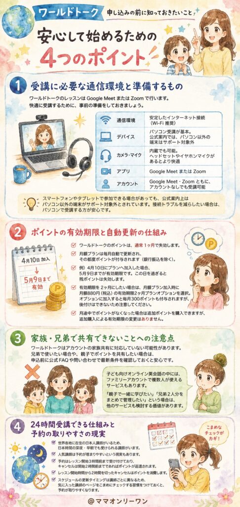 ワールドトーク 申し込みの前に知っておきたいことはある?