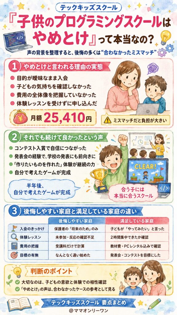 テックキッズスクール 「子供のプログラミングスクールはやめとけ」って本当なの？