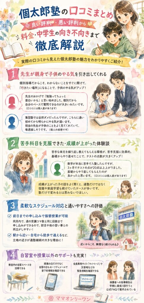 個太郎塾の良い口コミには何が書いてあるの？