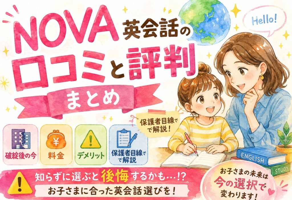 NOVA英会話の口コミと評判まとめ｜破綻後の今・料金・デメリットまで保護者目線で解説