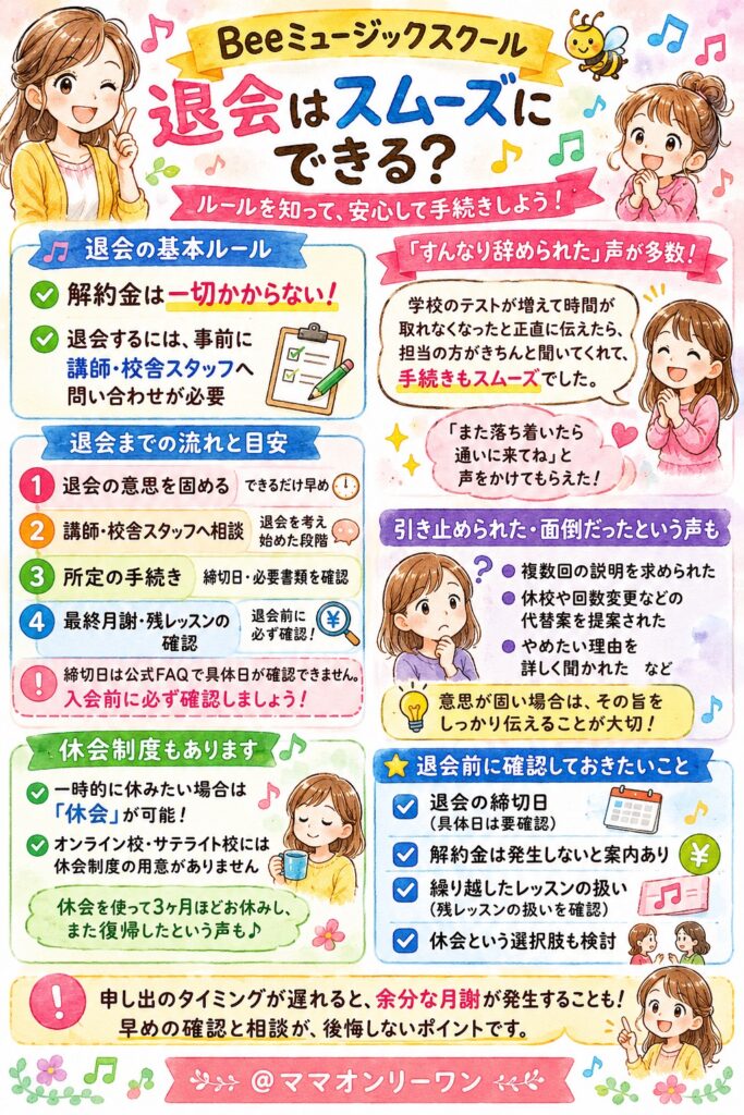 Beeミュージックスクールの退会、スムーズにできる？