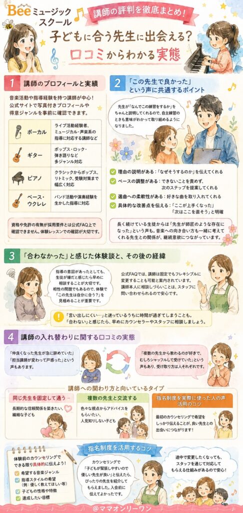 Beeミュージックスクールの講師、評判は本当にいい？