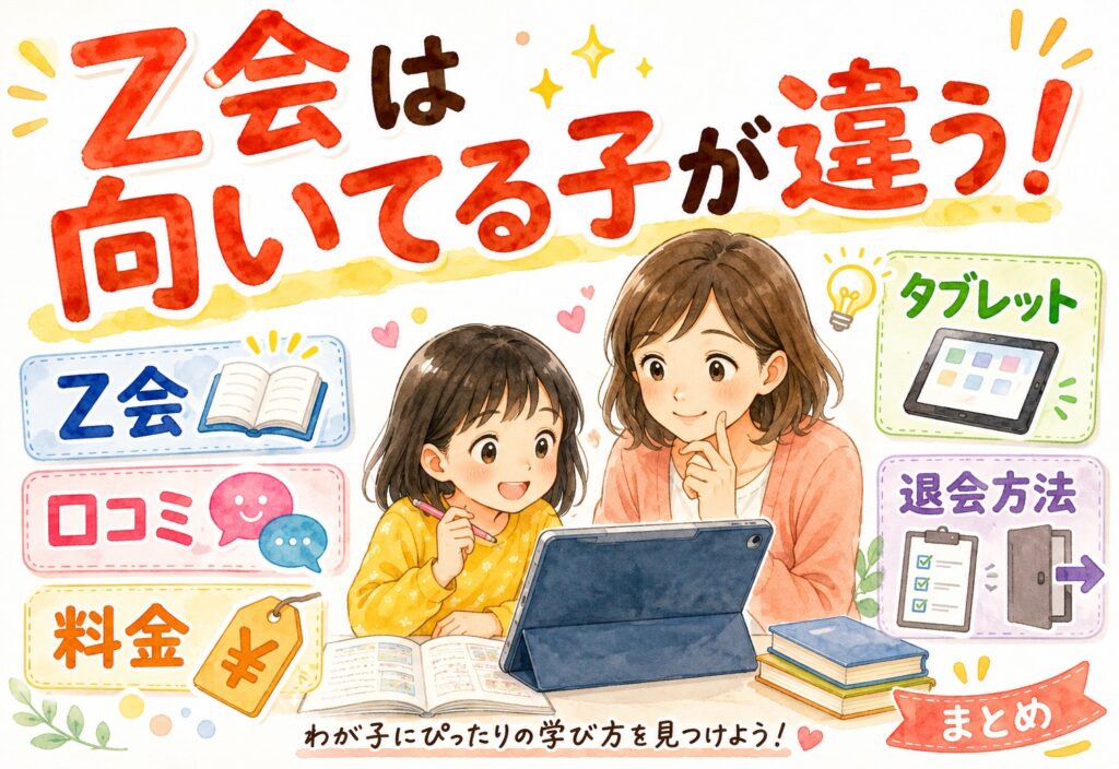 Z会の通信教育は向いてる子が違う！口コミ・料金・タブレット・退会方法まとめ