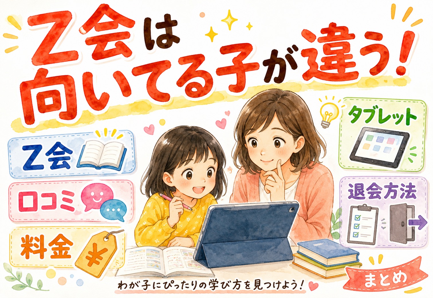 Z会の通信教育は向いてる子が違う！口コミ・料金・タブレット・退会方法まとめ