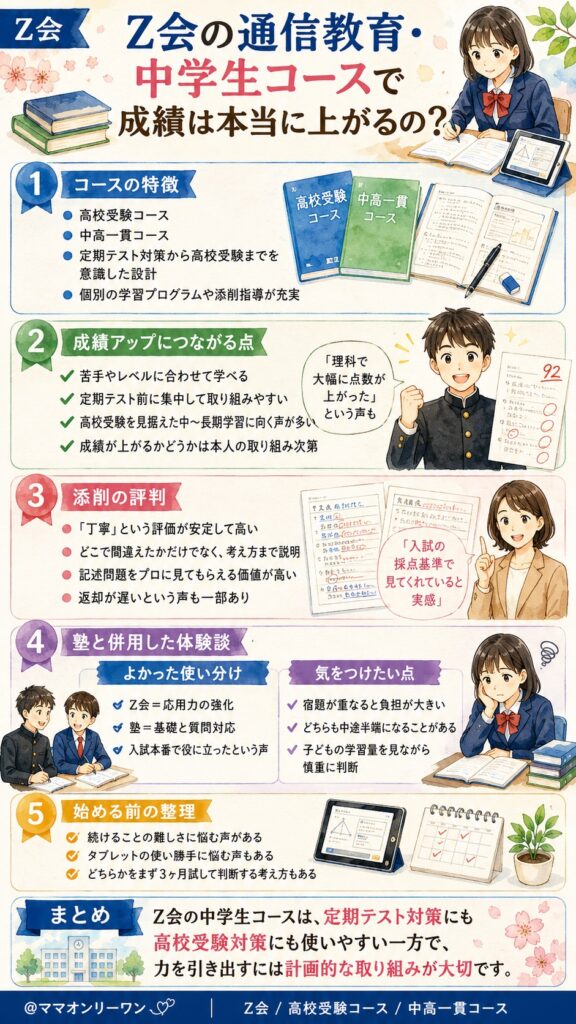 Z会の通信教育・中学生コースで成績は本当に上がるの?