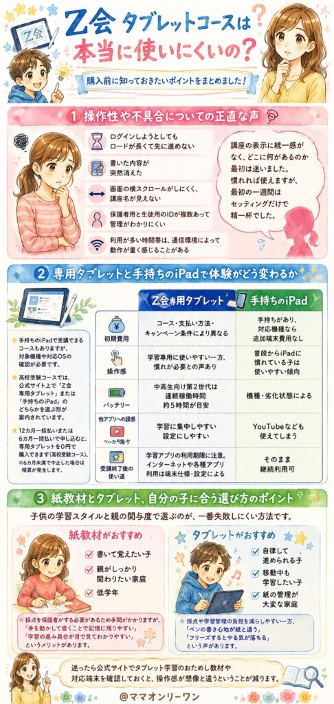 Z会のタブレットコースは本当に使いにくいの?