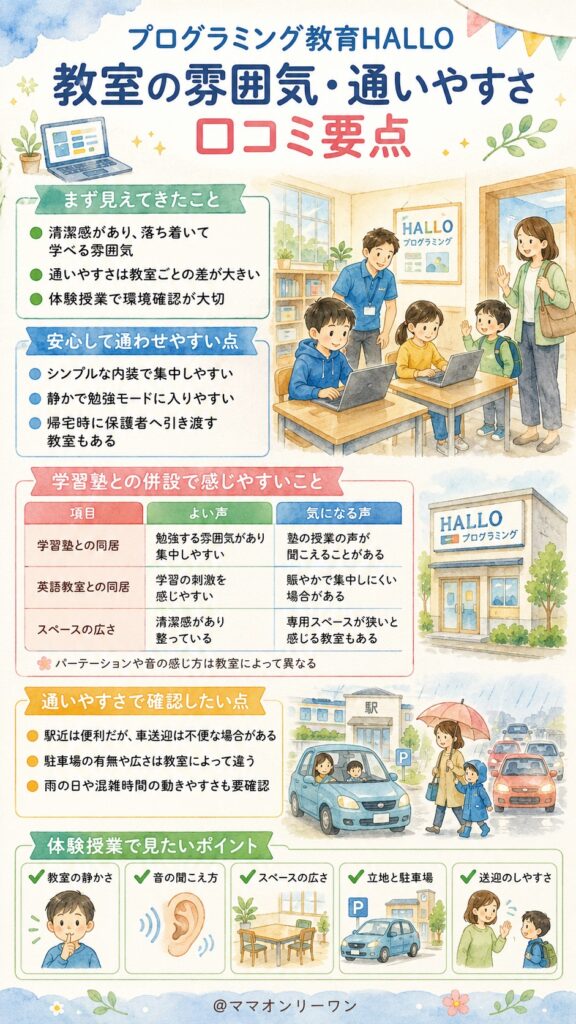 プログラミング教育HALLO 教室の雰囲気や通いやすさはどうなの?