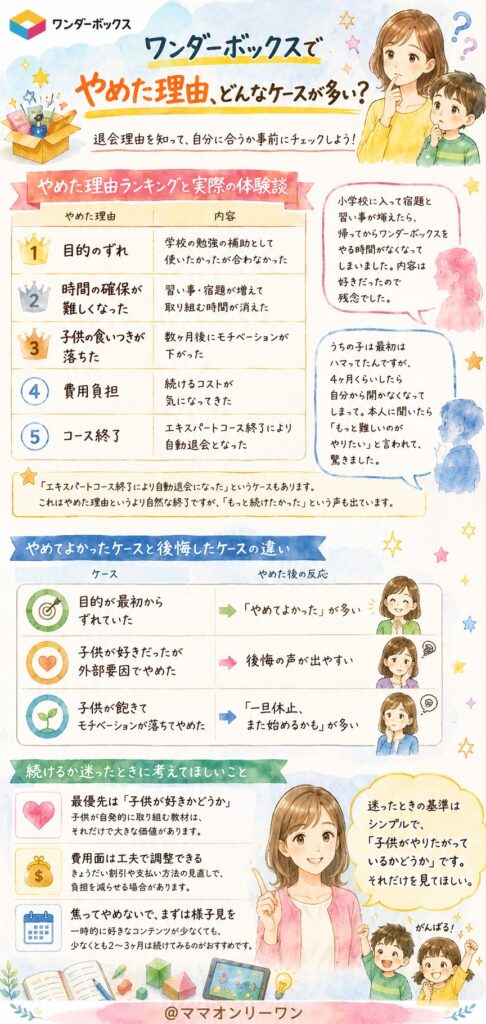 ワンダーボックスでやめた理由、どんなケースが多い？