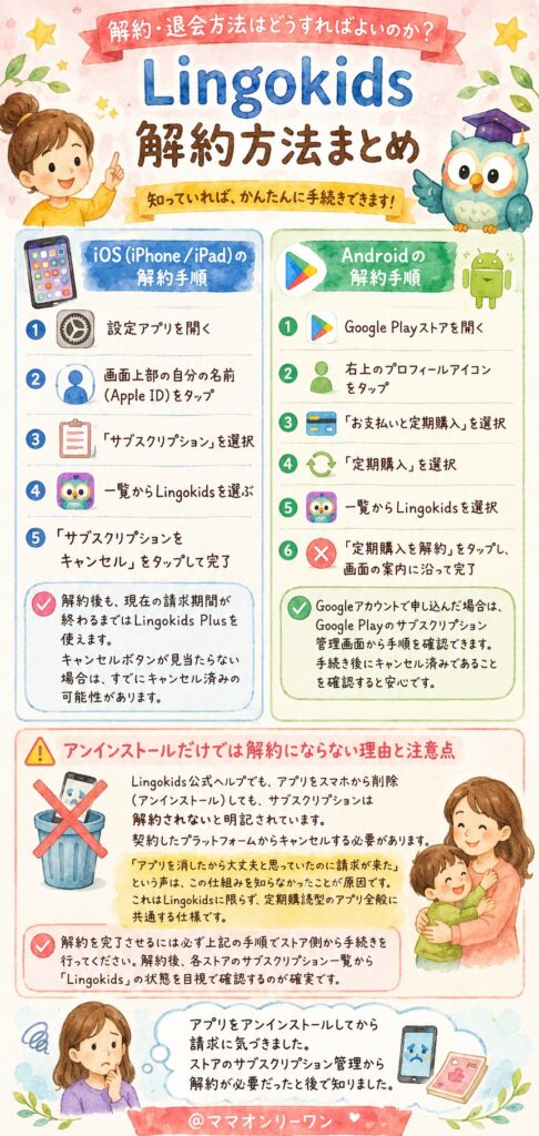 Lingokids(リンゴキッズ) 解約・退会方法はどうすればよいのか?