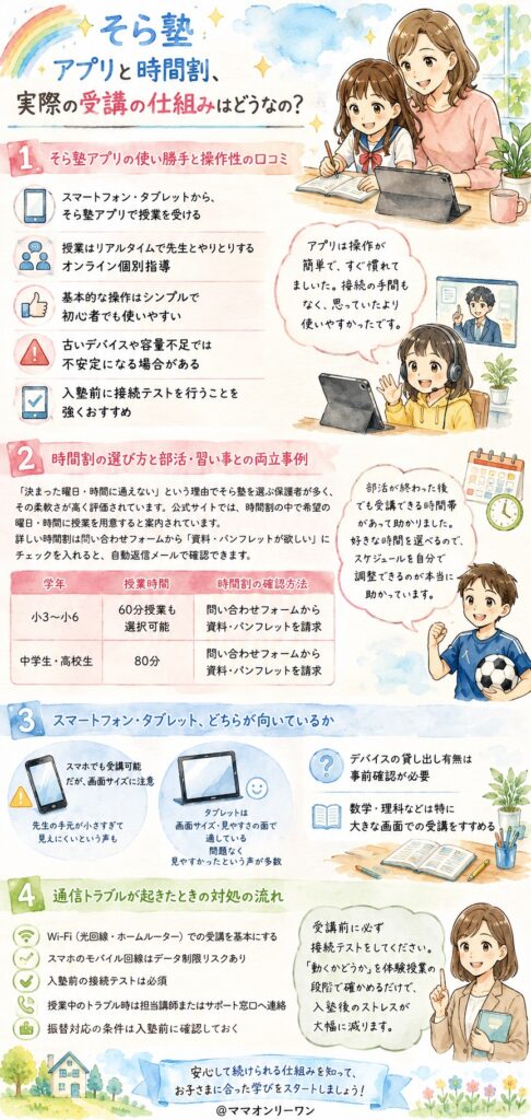 そら塾アプリと時間割、実際の受講の仕組みはどうなの？