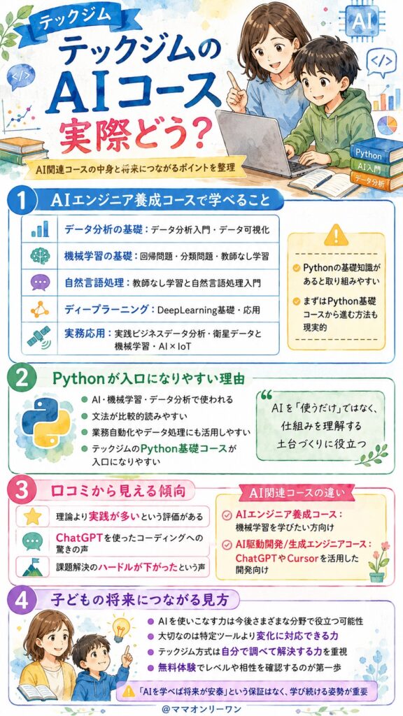 テックジムのAIコースって実際どう？子どもの将来に役立つ？
