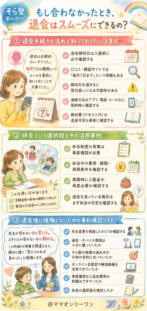 そら塾 もし合わなかったとき、退会はスムーズにできるの？