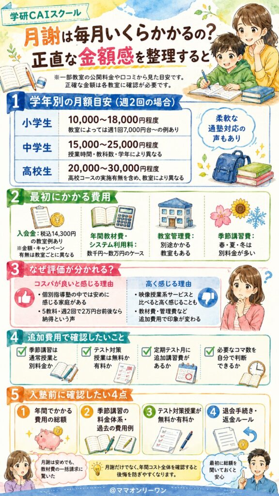 学研CAIスクール 月謝は毎月いくらかかるの？正直な金額感を整理すると