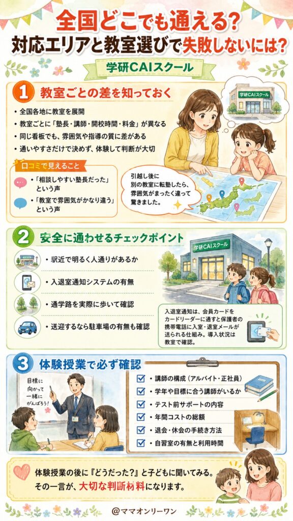 学研CAIスクール 全国どこでも通える？対応エリアと教室選びで失敗しないには？