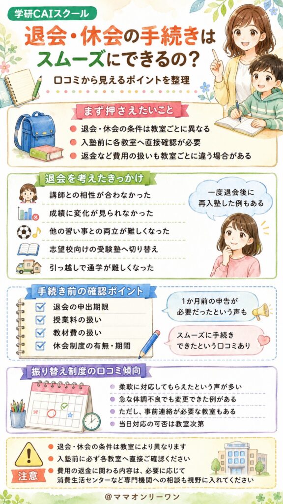 学研CAIスクール 退会・休会の手続きはスムーズにできるの？