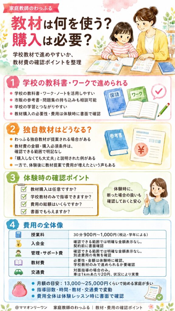 家庭教師のわっふる 教材は何を使う？購入は必要？