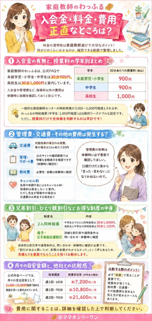 家庭教師のわっふる 入会金・料金・費用、正直なところは？
