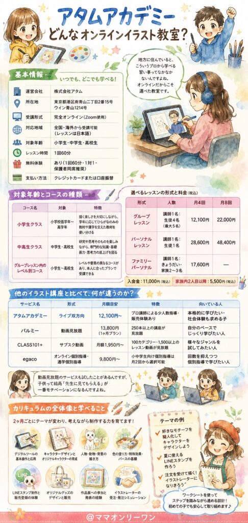 アタムアカデミーとは、どんなオンラインイラスト教室なのか？