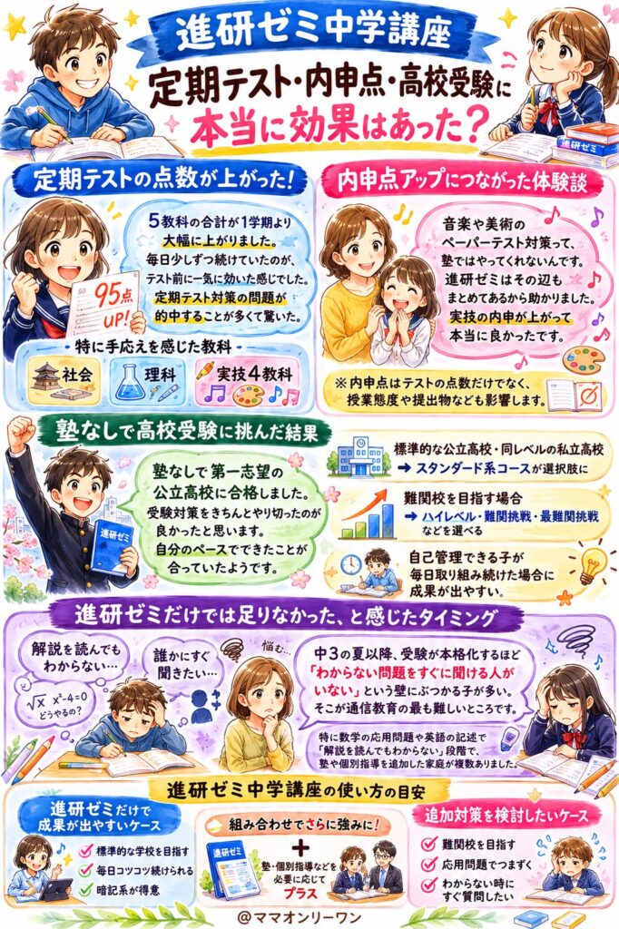 進研ゼミ中学講座 定期テストや内申点、高校受験に本当に効果はあった?