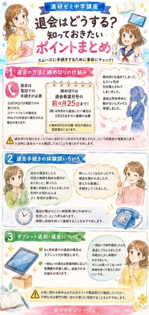 進研ゼミ中学講座 退会は簡単にできた?手続きで困ったことはある?